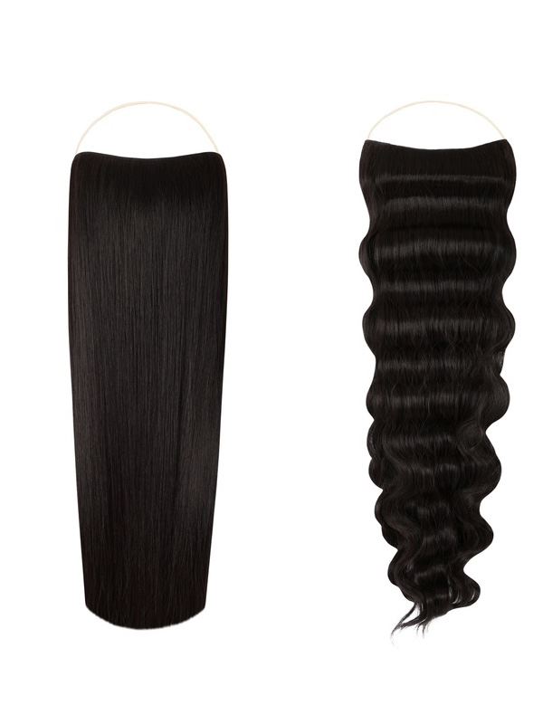 Duo Halo Bundle Straight & Wavy Natural Black #2